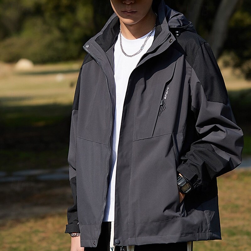Herren Soft Shell Jacke Wanderjacke Draussen Windundurchlässig Wasserdicht Leichte Jacke Windbreaker-Jacke Reisen Dunkelgrau Schwarz Elfenbein Gelb Rot 2025 - $39.99 –P5