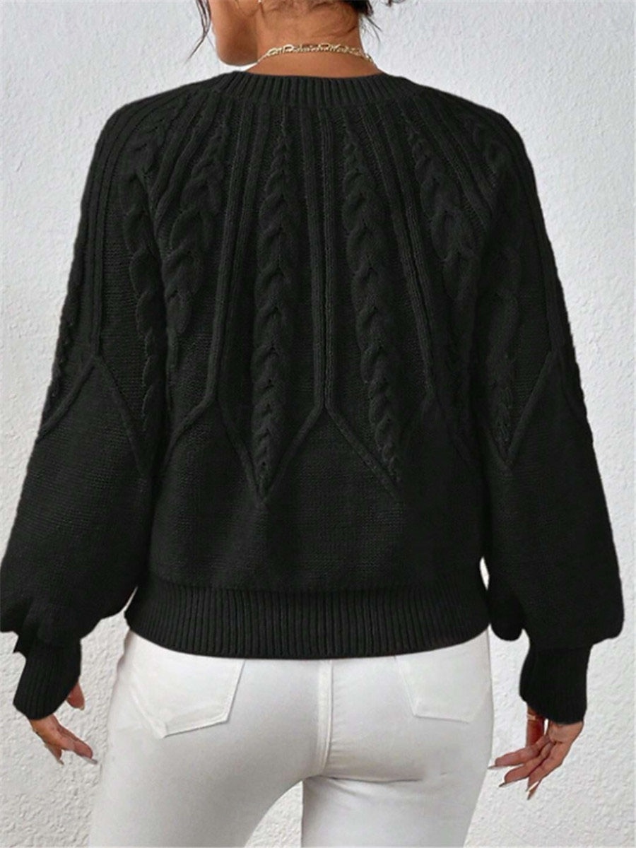Per donna Felpa Informale Morbido Colore puro Cavi Girocollo Lavorato a maglia Manica lunga Top regolari Maglia Esterno Giornaliero Fine settimana Nero Bianco Autunno Inverno del 2025 a $29.99 –P4