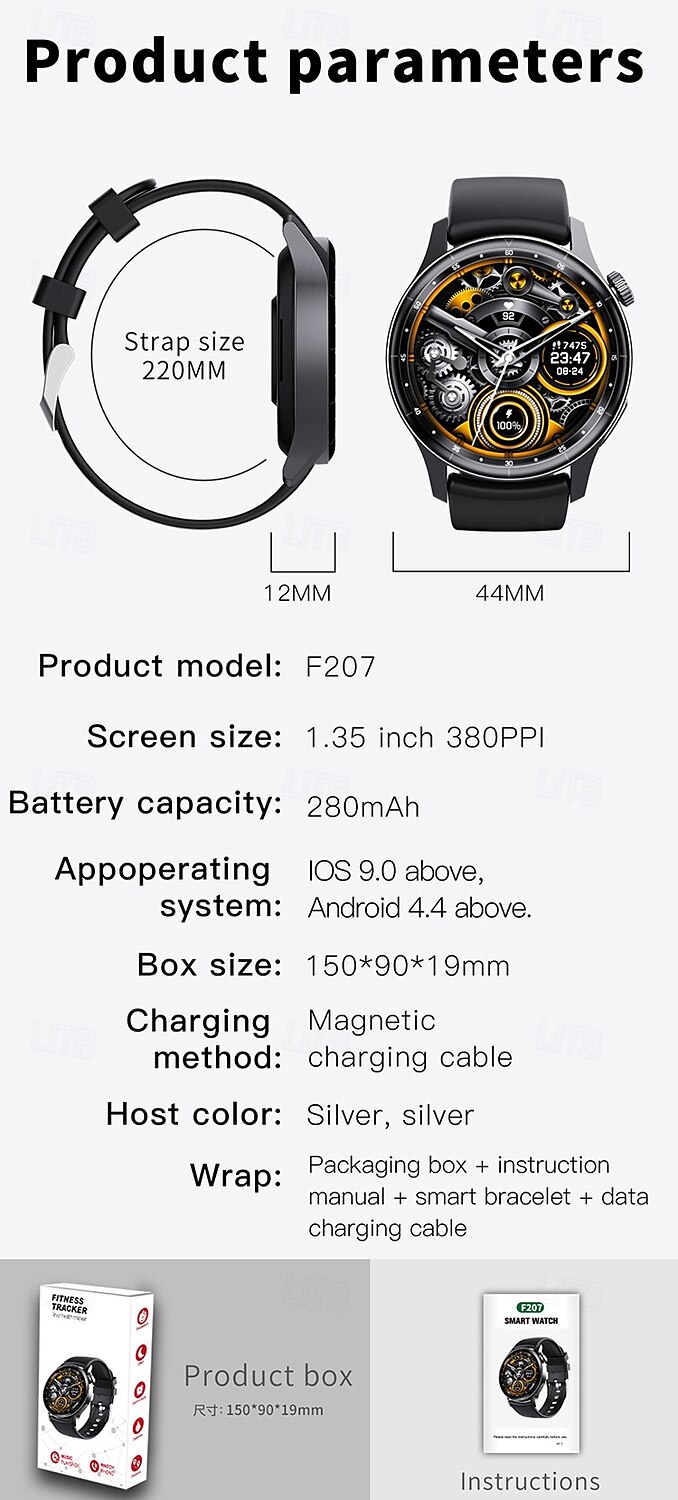 F207 Slimme horloge 1.35 inch(es) Smart horloge Bluetooth Temperatuurbewaking Stappenteller Gespreksherinnering Compatibel met: Android iOS Dames Heren Lange stand-by Handsfree bellen Waterbestendig 2025 - $62.99 –P16