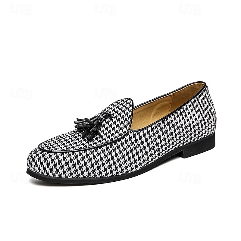 pánské elegantní mokasíny houndstooth se střapcem - ideální na svatby a večírky 2025 - $46.99 –P3