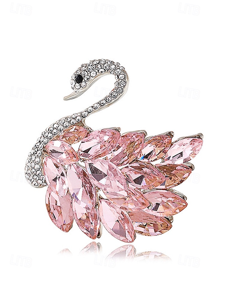 broșă elegantă cu lebădă cu ornamente cu strass - ac de cristal strălucitor pentru femei, perfectă pentru ținute formale și pentru cadouri 2025 - $9.99 –P12
