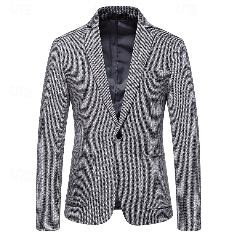 Pánské Blejzr Obchod Koktejlový večírek Svatebnívečírek Módní Na běžné nošení Jaro & podzim Polyester Pevná barva Kapsy Knoflíky Pohodlné Jednořadé Blejzr Tmavě šedá Khaki Světle šedá 2025 - $58.99 –P10