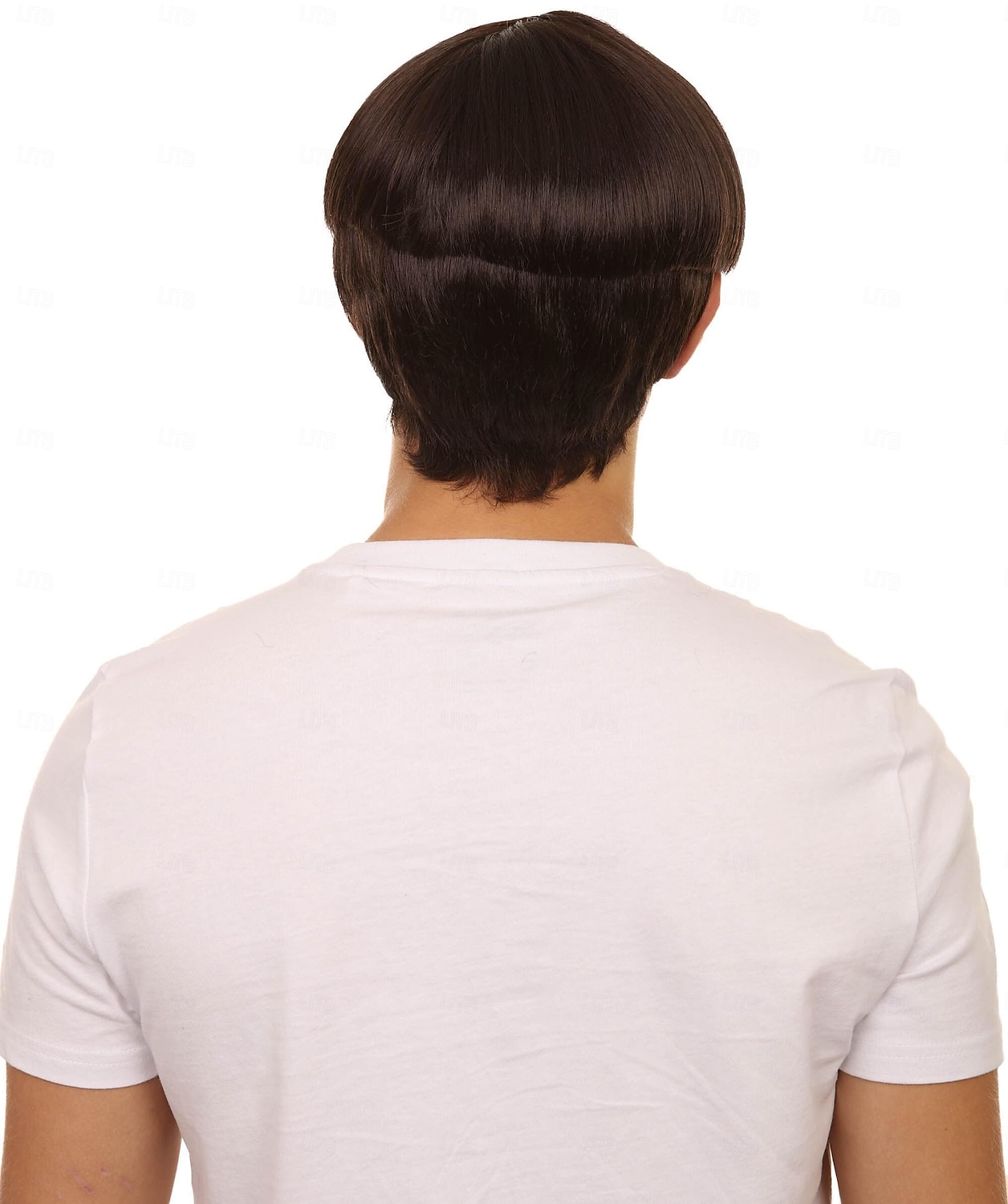 Peluca de corte de tazón retro de Halloween de 9 pulgadas para hombres adultos, colores marrones, cabello sintético suave para festivales, fiestas de anime, fibra sintética ignífuga 2025 - $18.99 –P3
