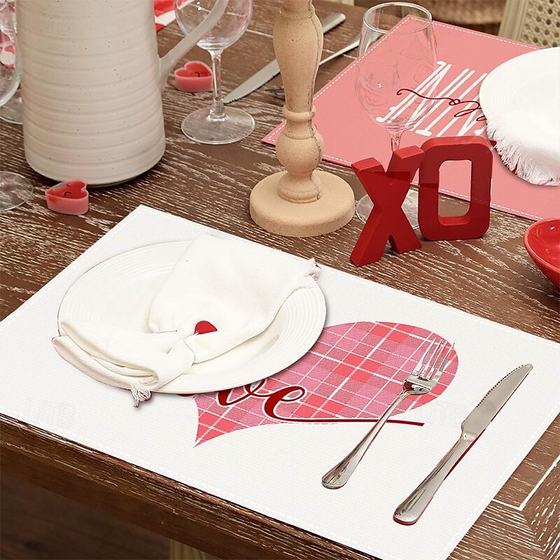 Valentine's Day Placemats Set of 4 Romantic and Decorative Table Mats Featuring Heart or Rose Patterns Durable and Heat-Resistant Perfect for Adding a Touch of Love to Your Dining Table Decor 2025 - $14.49 –P5