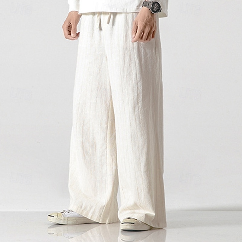 Voor heren Broek Vrijetijdsbroek Zak Trekkoord Recht been Streep Comfort Buiten Dagelijks Modieus Casual Donker Bruin Zwart Micro-elastisch 2025 - $42.99 –P7