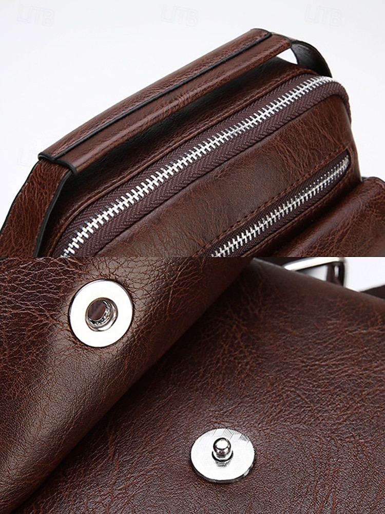 borsa a tracolla vintage in similpelle marrone da uomo – borsa a tracolla compatta con più tasche per viaggi, lavoro e uso quotidiano del 2025 a $24.99 –P7