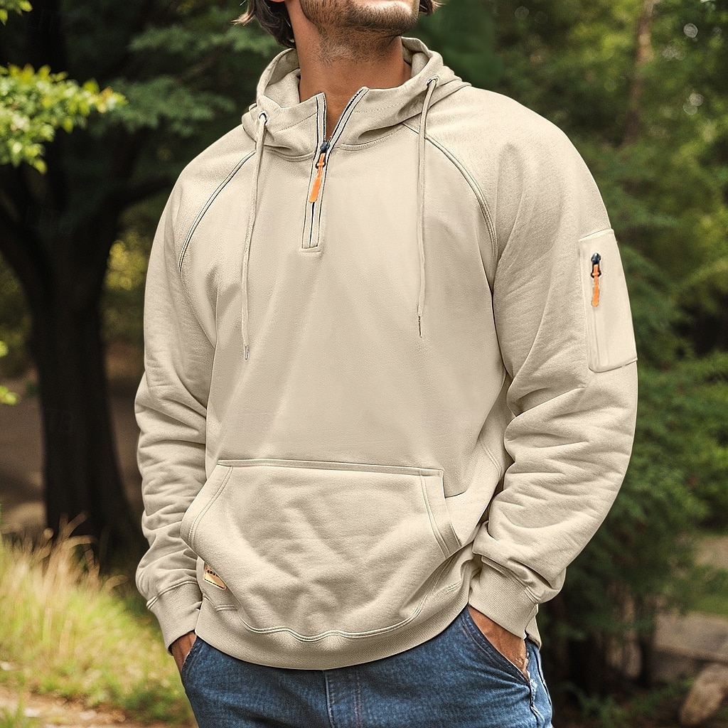 Hombre Sudadera con un cuarto de cremallera Sudadera con capucha raglán Sudadera táctica con capucha Negro Burdeos Azul Marino Azul Real Caqui Media cremallera Plano Deporte Diario Festivos Ropa de 2025 - $27.99 –P4