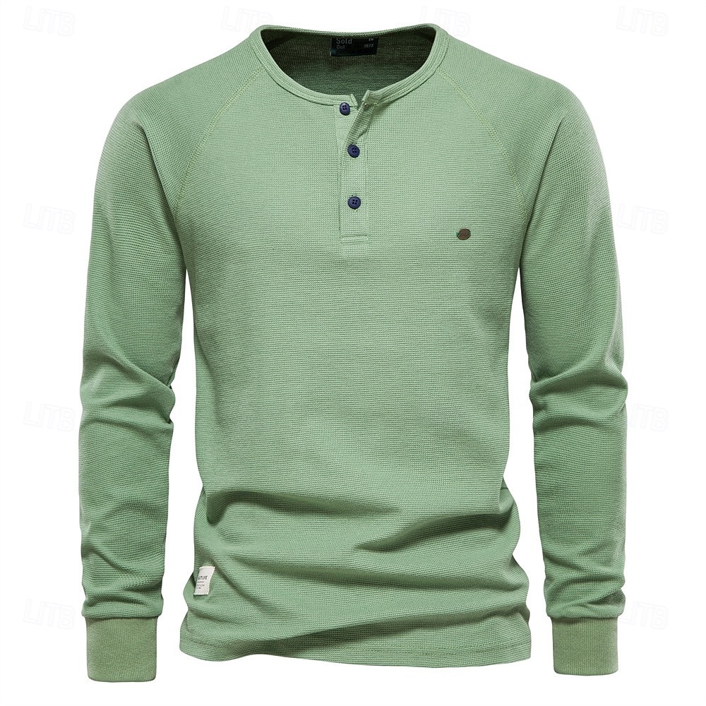 GarBull Henley Shirt Uomo – Maglia A Maniche Lunghe 3 Bottoni, Slim Fit, Autunno/Inverno