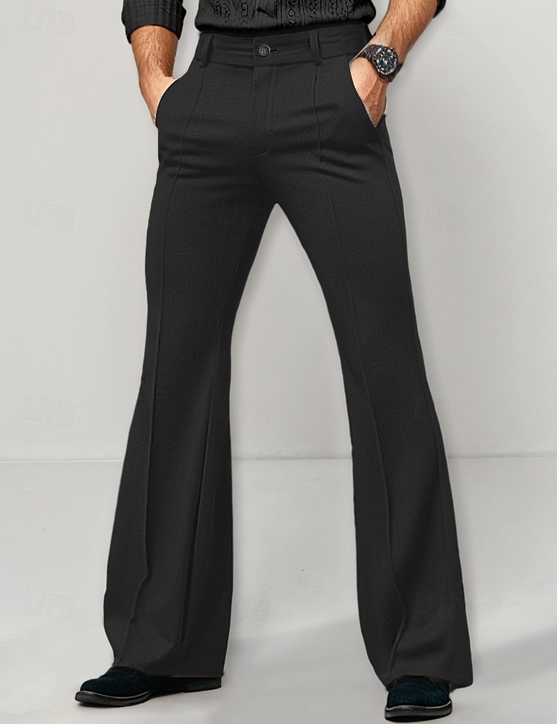 Men's Dress Pants Flared Pants Bell Bottom Trousers Suit Pants Pocket Plain Comfort Breathable Full Length Outdoor Daily Going out Fashion Casual Black White Micro-elastic 2025 - $31.99 -P11