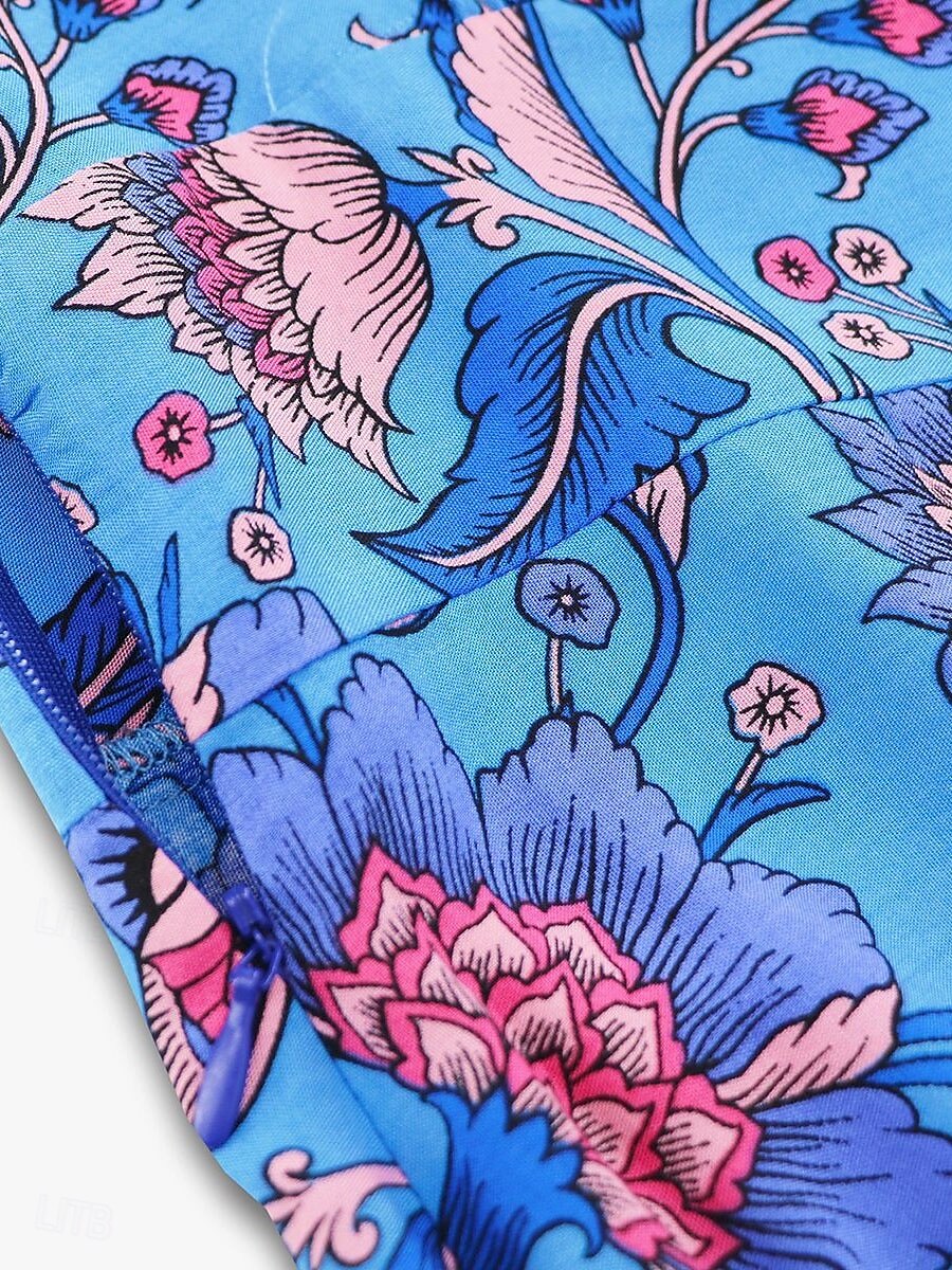 Dame Midikjole Uformell kjole Swingkjole Kjole med A-linje Boho-kjole Bohem Fritid Daglig Normal Blomstret Kortermet V-hals Rød Blå Fuksia Sommer Vår 2025 - $46.99 –P10