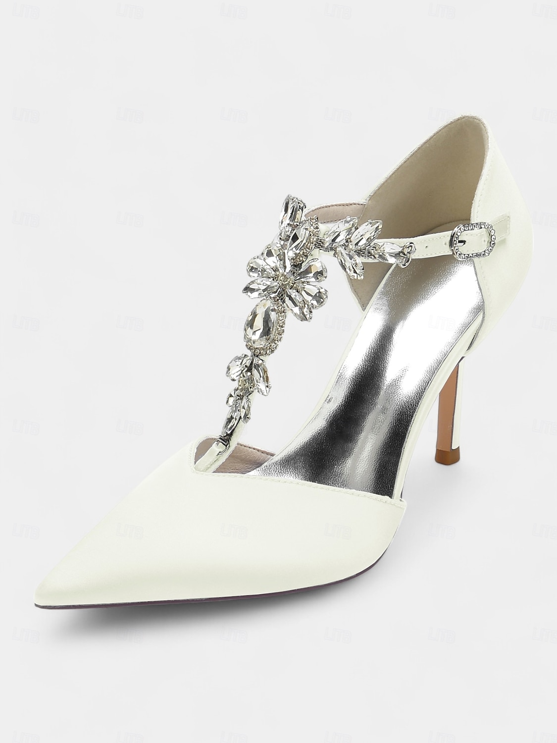 Escarpins à brides en satin bleu marine pour femmes – chaussures de cocktail à bout pointu avec ornements en cristal pour mariages et soirées de 2025 ? $64.99 –P17