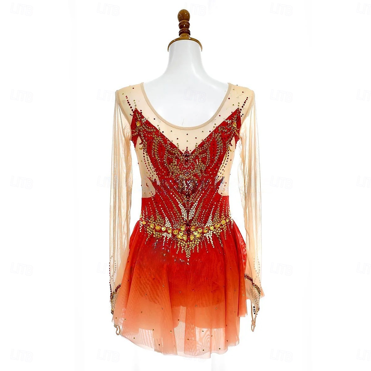 Eiskunstlaufkleid Damen Mädchen Eislaufen Kleid Rot Asymmetrischer Saum Netzstoff Hohe Elastizität Training Wettbewerb Eiskunstlaufkleidung Klassisch Kristall / Strass Langarm Eislaufen Eiskundstlauf 2025 - $235.29 –P2