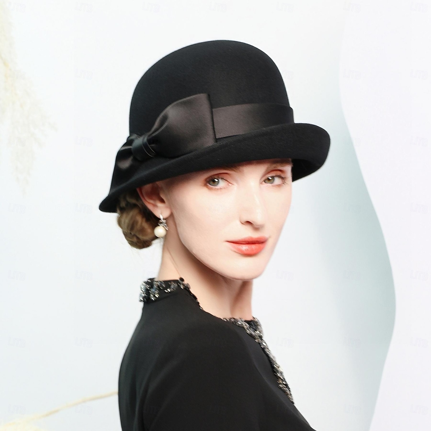 Hats 100% Wool Bowler / Cloche Hat Bucket Hat Top Hat Wedding Tea Party Elegant With Bowknot Pure Color Headpiece Headwear 2025 - $41.99 –P12