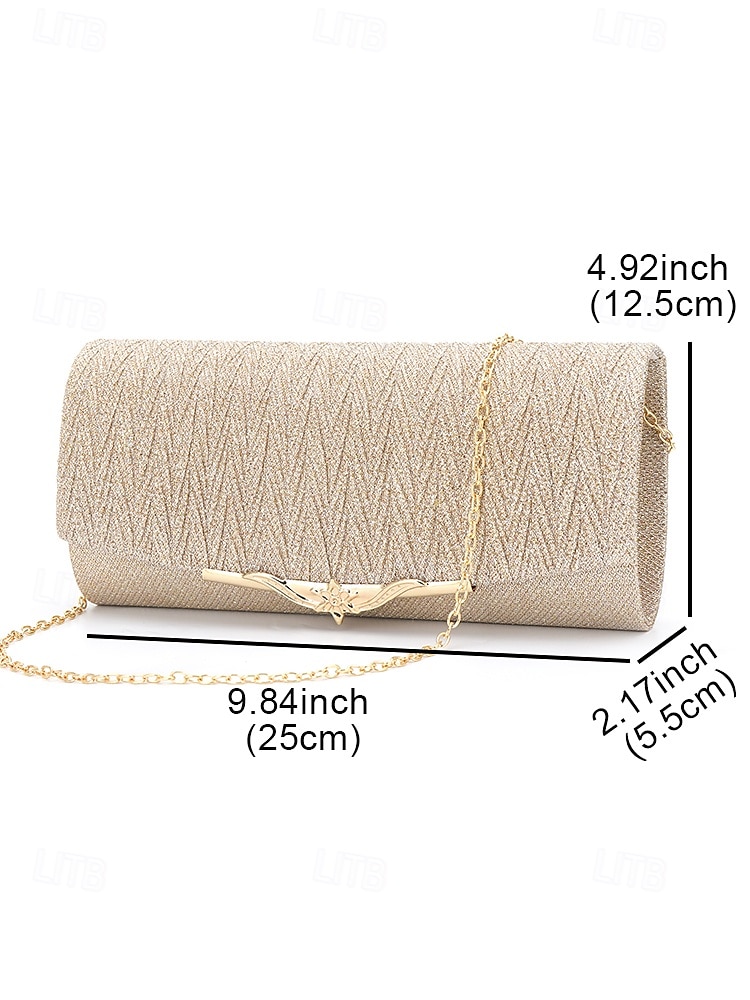 Elegant Gold Glitter Evening Clutch - Women's Party Handbag with Chain Strap and Decorative Metal Accent for Weddings and Formal Events 2025 - $19.99 –P8