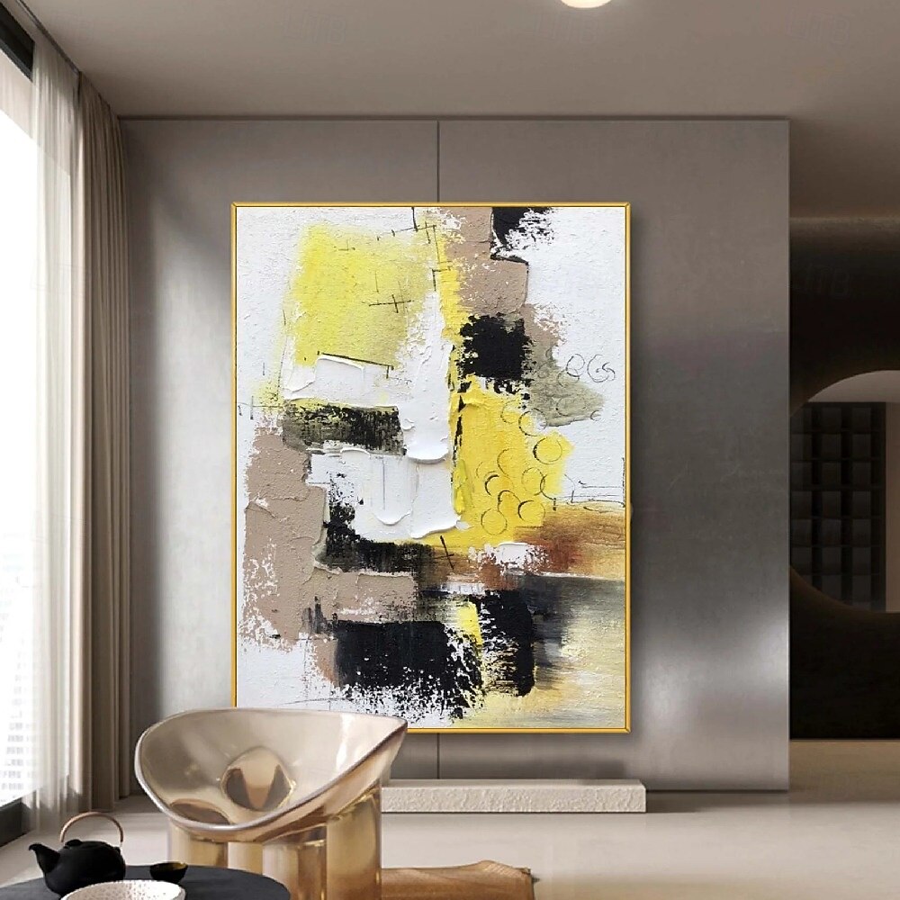 White Gray Yellow Textured Painting Large Colorful Abstract Painting Texture Abstract Painting Colorful Knife Painting Hand-painted Abstract Art Large Canvas Art Boho Decor 2025 - $116.99 –P3
