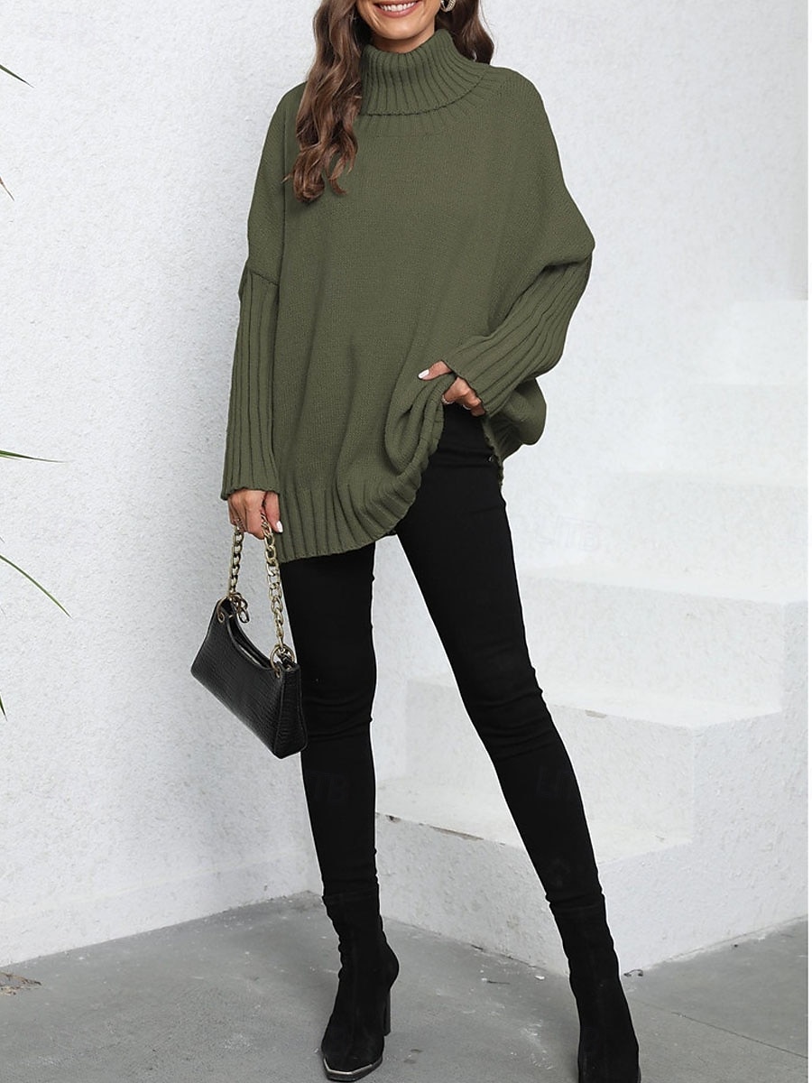 Damen Pullover Brautkleider schlicht Weich Einfarbig Gerippt Rollkragen Strick Langarm Normale Oberteile Stricken Outdoor Täglich Wochenende Marineblau Grün Herbst Winter 2025 - $51.99 –P7