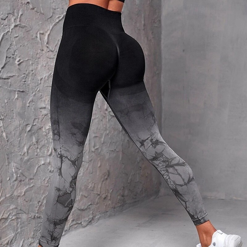 Pantalon de yoga Leggings de yoga Femmes Yoga Entraînement en salle Pilates Collants Taille haute Teinture par nouage Automne Des sports Tenues de Sport Élastique Mince Noir Blanche de 2025 ? $16.49 –P5