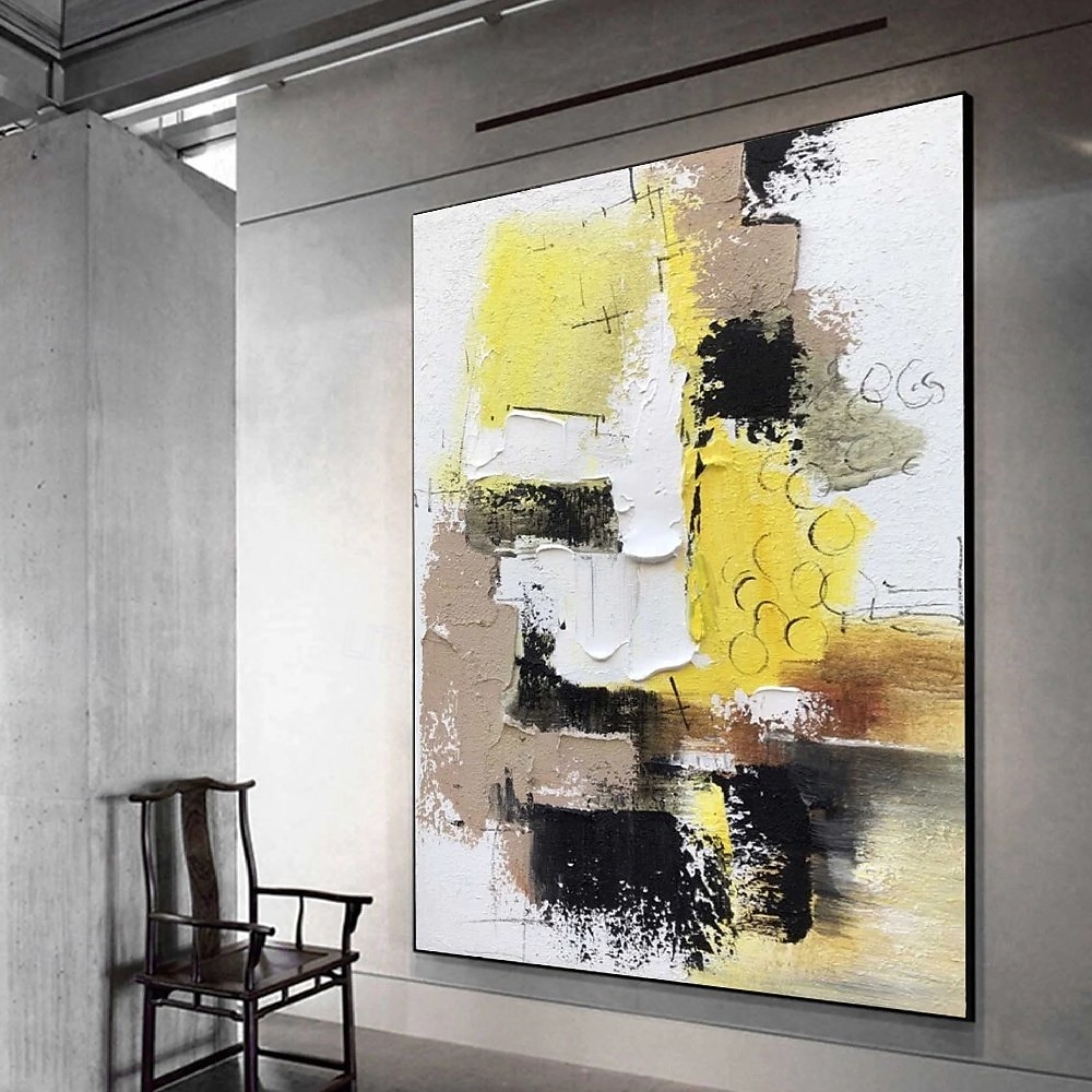 White Gray Yellow Textured Painting Large Colorful Abstract Painting Texture Abstract Painting Colorful Knife Painting Hand-painted Abstract Art Large Canvas Art Boho Decor 2025 - $116.99 –P5
