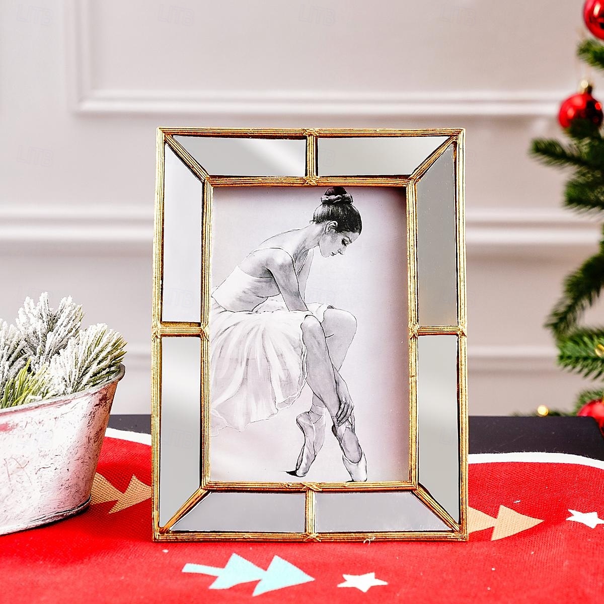 Mirror-Edged Resin Photo Frame, 6x8 Inch Decorative Display Frame for Tabletop, Stylish Accent for Home and Office Décor 2025 - $16.99 –P2