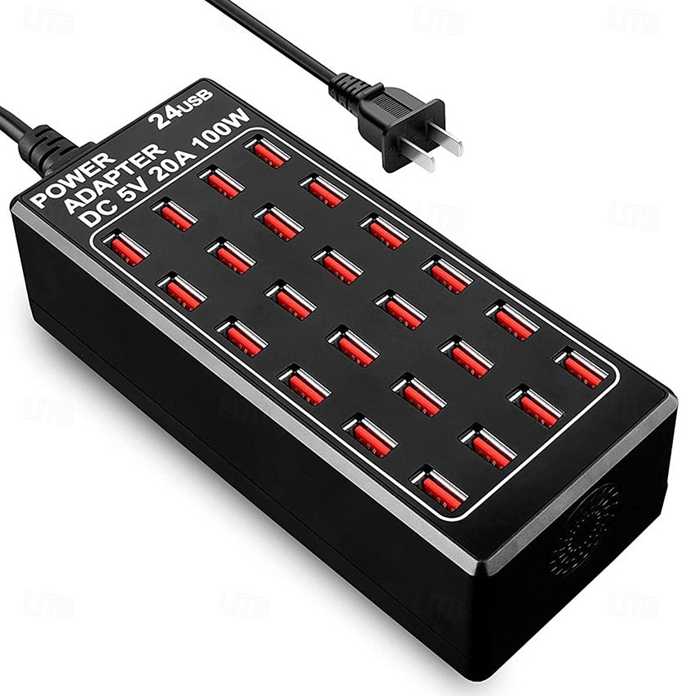 ny vare 5v 20a 100w 24 port usb hurtigladestasjonreise stasjonær usb hurtiglader multiporter ladestasjon 2025 - $51.99 –P3