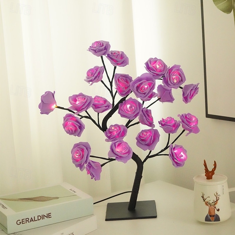 led rosetre lampe valentinsdag skrivebordslampe bryllup bursdagsfest hjemme soverom nattlys usb-drevet avtakbar valentinsdag dekorasjon nattlys 2025 - $21.99 –P16