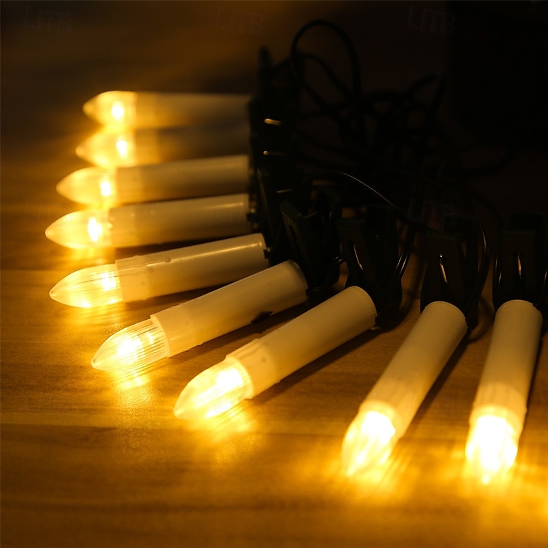 2025年 20LED キャンドルストリングライト USB 電源 LED 温白色 クリップオン フレームレス コーンキャンドル 新年 ホリデー ファミリー パーティー ホリデー ホーム クリスマスツリー デコレーション ライト  コレクション – $20.99 –P6