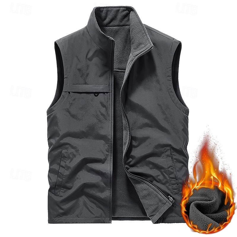 Men's Hiking Vest Hiking Fleece Vest Sleeveless Vest Outdoor Thermal Warm Fleece Lining Comfortable Winter Multiple Pockets Polyester Black Army Green Khaki Hunting Fishing Climbing 2025 - $31.99 –P1