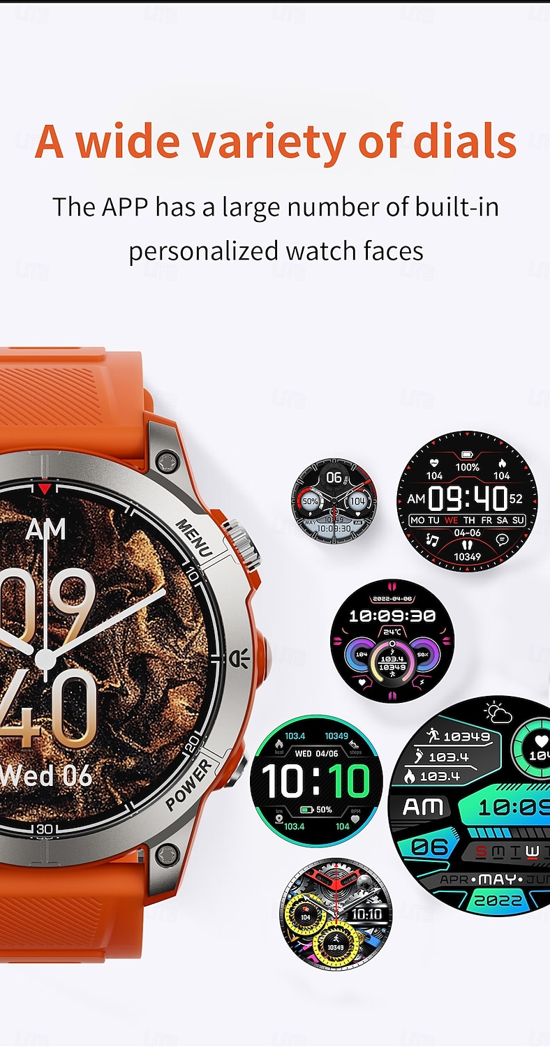 2025年 aw45 スマートウォッチ メンズ 1.39 インチ アウトドア 懐中電灯 コンパス ブルートゥース 通話 ミリタリー 430mAh バッテリー NFC スマートウォッチ  コレクション – $49.99 –P13