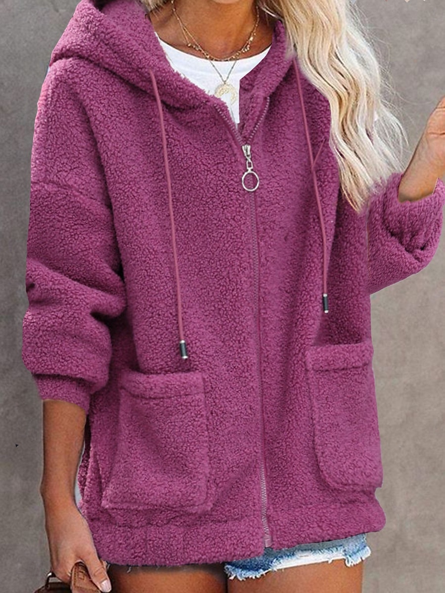 Mulheres Casual Manga Longa Capuz Tops regulares Rua Dia a Dia Patchwork Preto Rosa Azul Outono Inverno de 2025 por $25.99 –P3