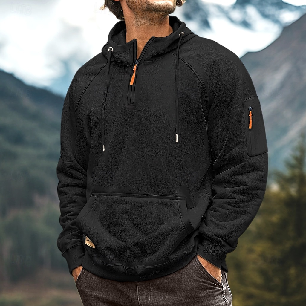 Hombre Sudadera con un cuarto de cremallera Sudadera con capucha raglán Sudadera táctica con capucha Negro Burdeos Azul Marino Azul Real Caqui Media cremallera Plano Deporte Diario Festivos Ropa de 2025 - $27.99 –P5