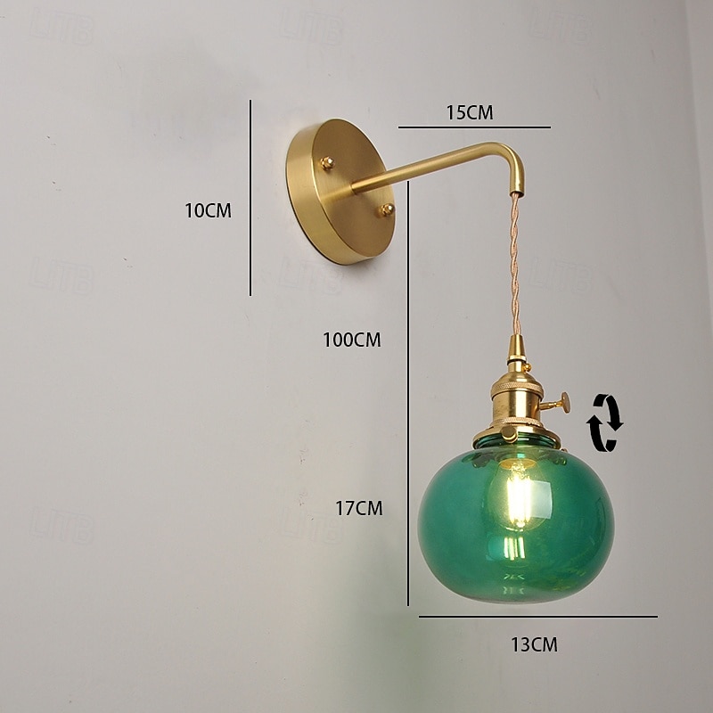 nordic ins retro atmosféra mosazné skleněné nástěnné svítidlo kreativní individuální nástěnné svícny noční 110-240v 2026 - $92.99 –P7
