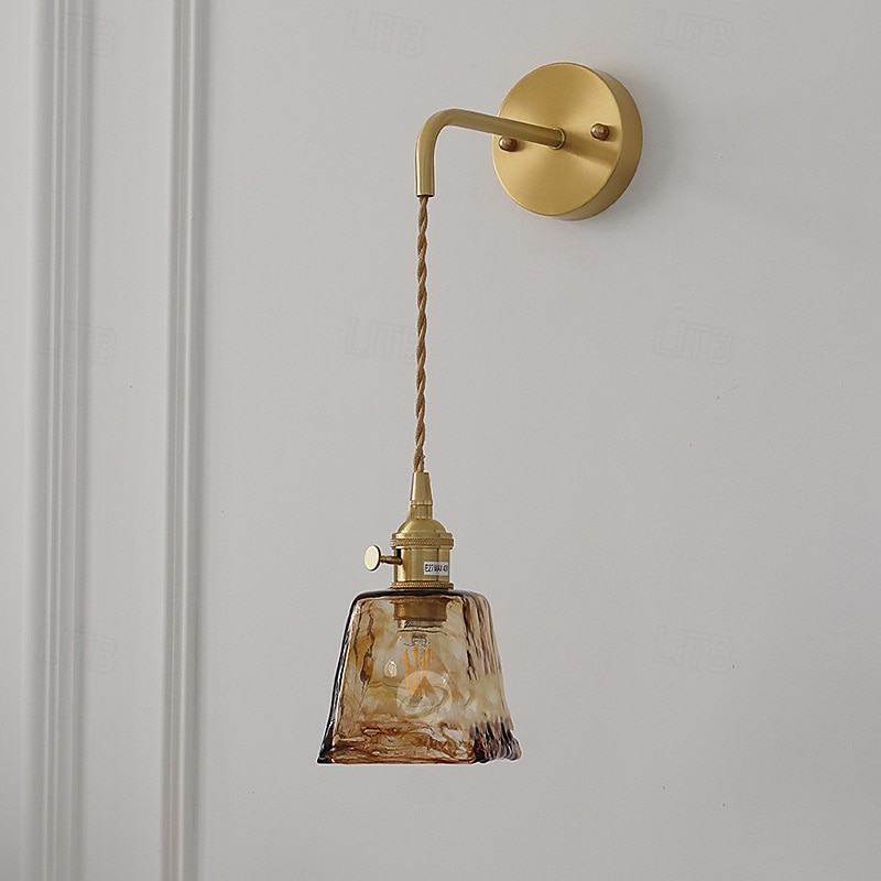 Modern Brass Wall Light Minimalist Sconces with Tea Color Glass Shade Wall Lamps with 90° Up and Down Adjustment 110-240V 2025 - $63.97 –P13