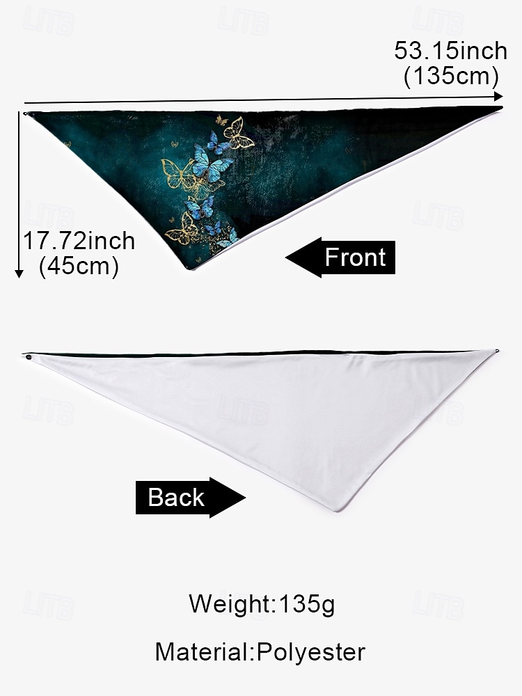 Women's Scarf with Blue and Gold Butterfly Print - Soft and Elegant Accessory for Casual and Formal Wear 2025 - $11.99 –P7