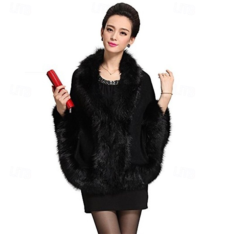 vrouwen luxe bruids imitatiebont sjaal wikkelmantel jas trui cape 2025 - $66.99 –P1