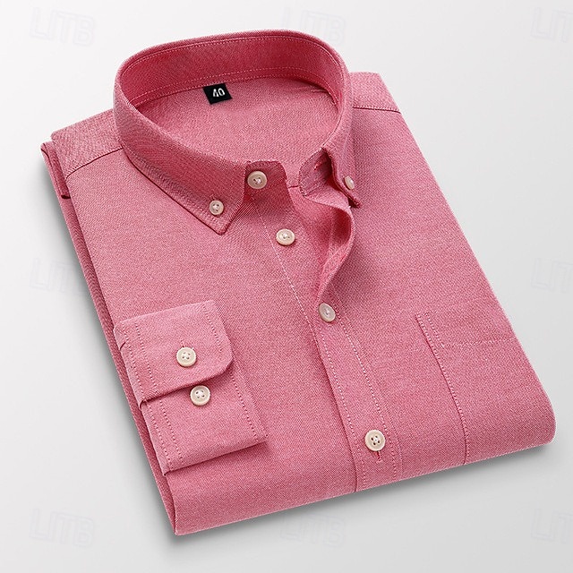 Herre Dresskjorter Skjorte med knapp ned Oxford skjorte Skjorte med krage عادي Bryllup Arbeid Lys Rosa Hvit Marineblå Blå Langermet Vår & Vinter Klær 2025 - $20.99 –P7