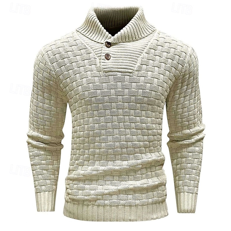 Men's Pullover Sweater Jumper Knit Sweater Ribbed Knit Regular Knitted Plain Turtleneck Fashion Basic Vacation Daily Wear Clothing Apparel Fall & Winter Black Yellow S M L 2025 - $37.99 –P10