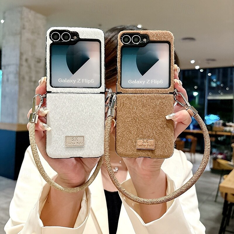 Handy Hülle Handyhüllen Für Samsung Galaxy Z Flip 6 Z Flip 5 Z Flip 4 Z Flip 3 Rückseite mit Handschlaufe Stoßresistent Retro TPU Plüsch 2025 - $18.99 –P4