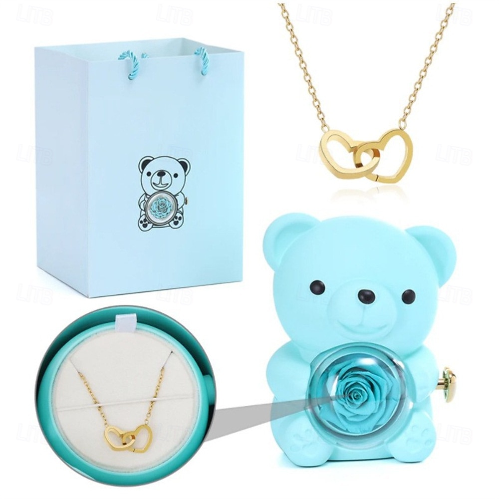 Eternal Rose Bear with Necklace,Valentines Day Gifts for Her Romantic Gift for Valentines Day, Wedding, Mothers Day and Anniversary 2025 - $46.99 –P4