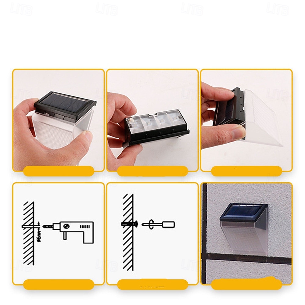 solcellevegglampe utendørs vanntett belysning hagedekorasjon solcellelys trapp gjerde sollyslampe 1/2stk 2026 - $16.49 –P4