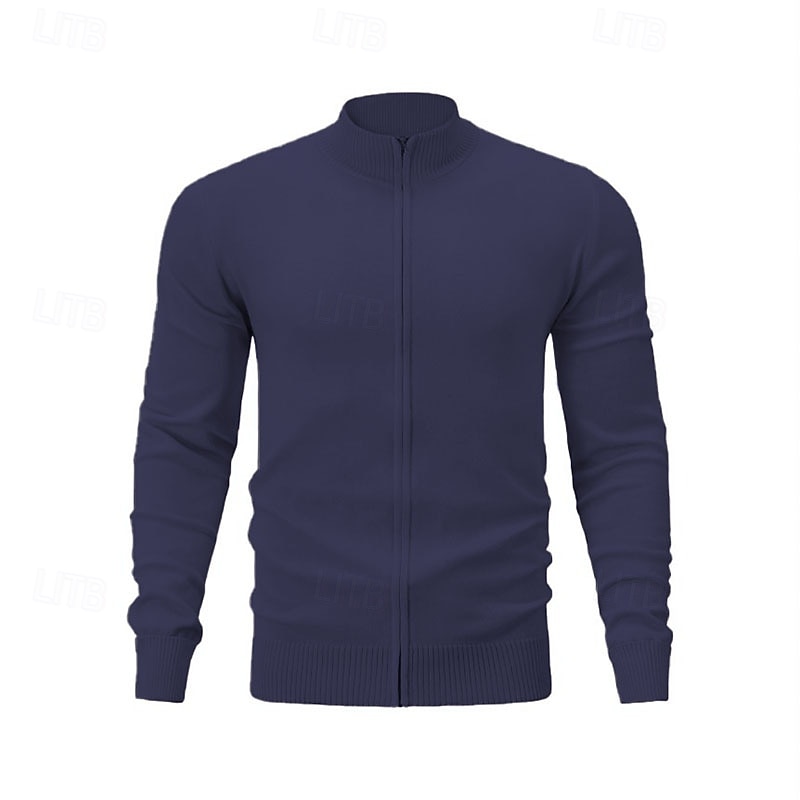 Herren Strickjacke Reißverschluss-Pullover Strickpullover Gerippt Stricken Normale Oberteile Reißverschluss Einfarbig Stehkragen Mode Klassisch Urlaub Alltagskleidung Bekleidung Herbst Winter Frühling 2026 - $36.99 –P8