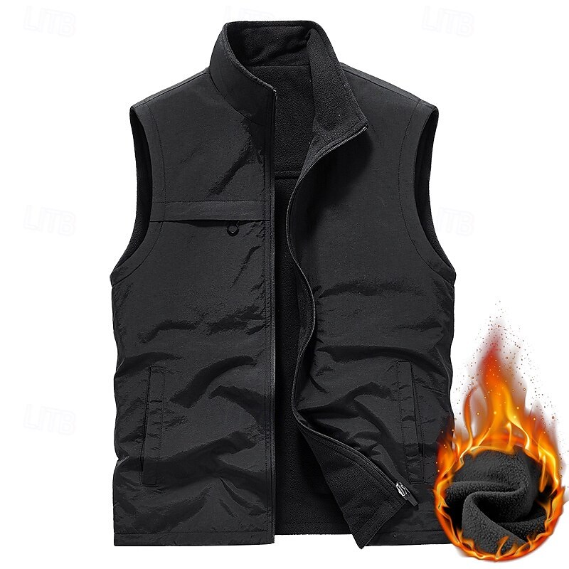 Men's Hiking Vest Hiking Fleece Vest Sleeveless Vest Outdoor Thermal Warm Fleece Lining Comfortable Winter Multiple Pockets Polyester Black Army Green Khaki Hunting Fishing Climbing 2025 - $31.99 –P4