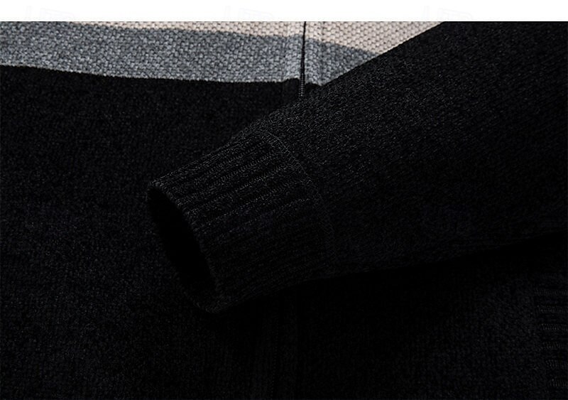 Herren Jacquard-Pullover Strickjacke Kurzer Pullover Strickpullover Gerippt Gehäkelt Stricken Standard Strick Jacquard Kariert / Gestreift / Chevron Stehkragen Modisch Klassisch Freizeitskleidung 2025 - $36.99 –P11
