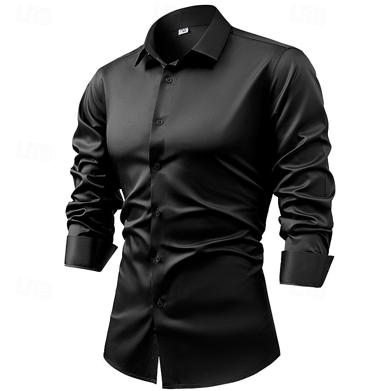 Miesten Paita Satiini paita Rento paita Button Up paita Tavallinen Häät Loma Musta Rubiini Kuninkaallinen sininen Apila Pitkähihainen Kaulus Syksy Kevät kesä Vaatetus 2025 - $27.99 –P1