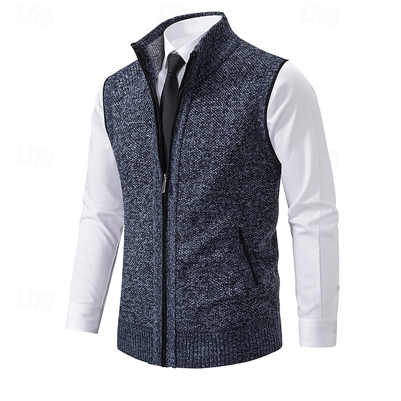Homens Vestido Suéter Sueter Cardigan Suéter com zíper Suéter de malha Estriado Tricotar Padrão Zip Up Bolsos laterais Côr Sólida Moda Clássico Roupa Diária Encontro Roupa Outono & inverno Preto de 2025 por $28.99 –P1
