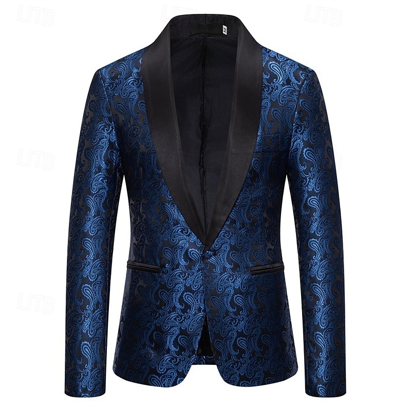 Bărbați Blazer Afaceri Petrecere cu cocktail Petrecere Nuntă Modă Casual Primăvara & toamnă Poliester Imprimeu Paisley Buzunar Nasturi Comfortabil Cu Un Nasture Blazer Argintiu Gri Închis Negru Alb 2026 - $60.99 –P6