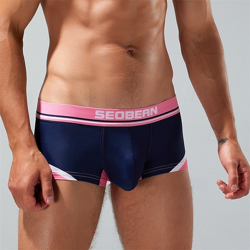 Men's 1 PCS Boxers Underwear Boxer Shorts Patchwork Polyester Breathable Soft Comfortable Color Block Letter Mid Rise Yellow Red 2025 - $10.49 –P11