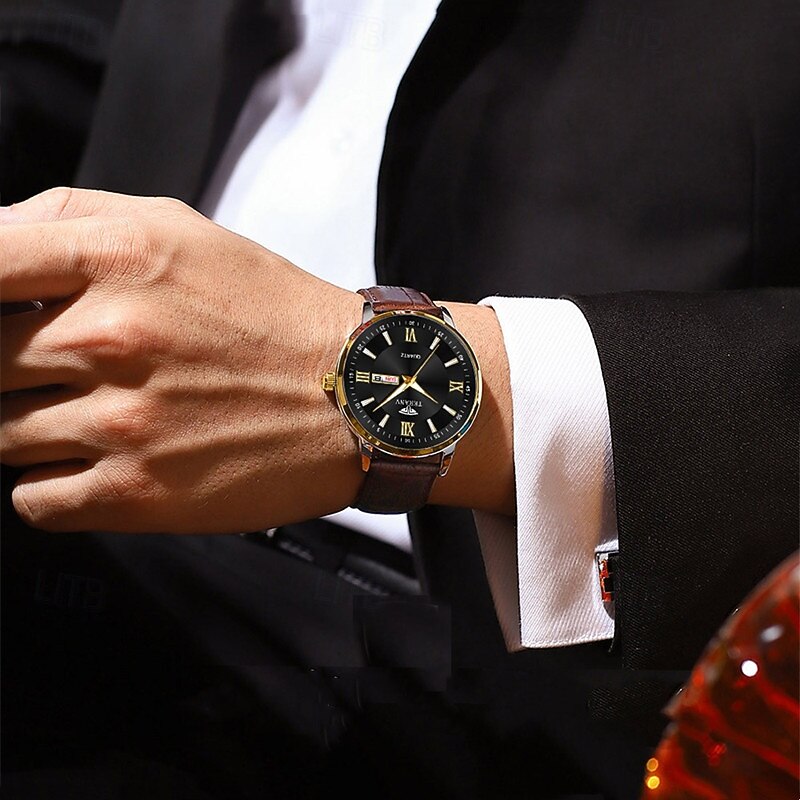 1 Neue Mode Trend Herren Business Quarz Uhr Kalender Woche Anzeige Lebensreise Leuchtende Freizeit Sport Herren Armbanduhr Geschenk Ideale Wahl 2025 - $22.99 –P10