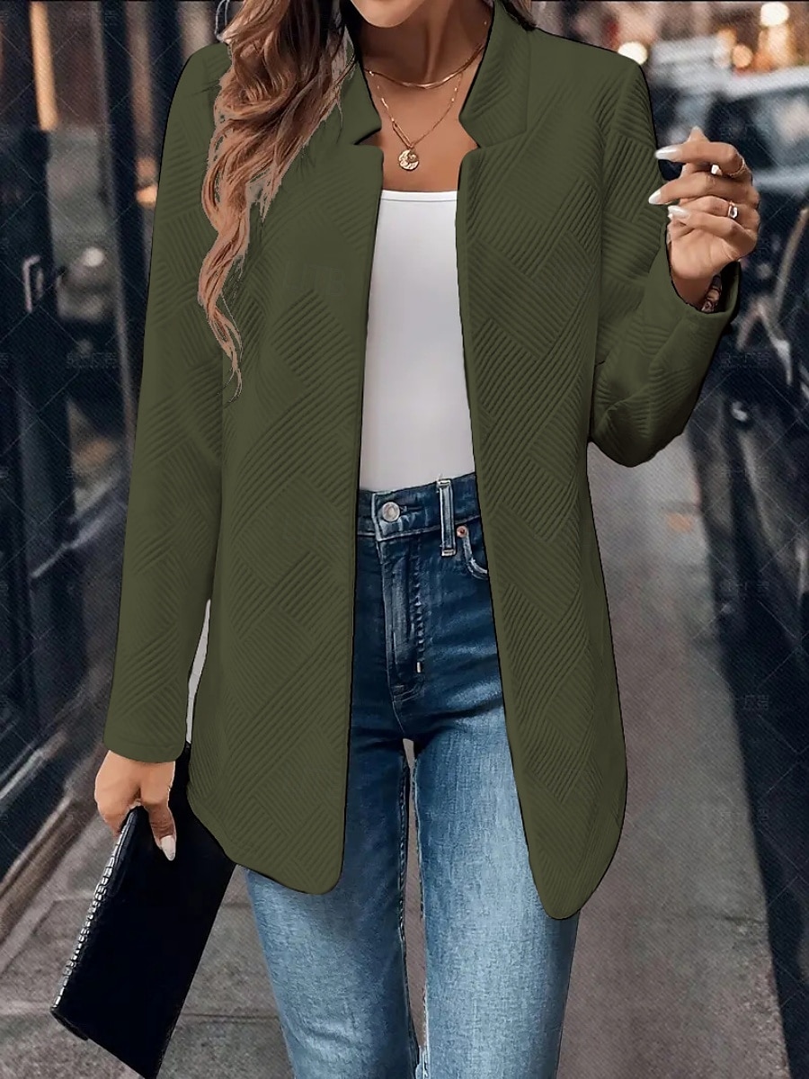 Dames Blazer Werk Strakke pasvorm Effen Kleur Ademend OL-stijl Normale pasvorm bovenkleding Lange mouw Herfst Wit S 2025 - $36.99 –P6
