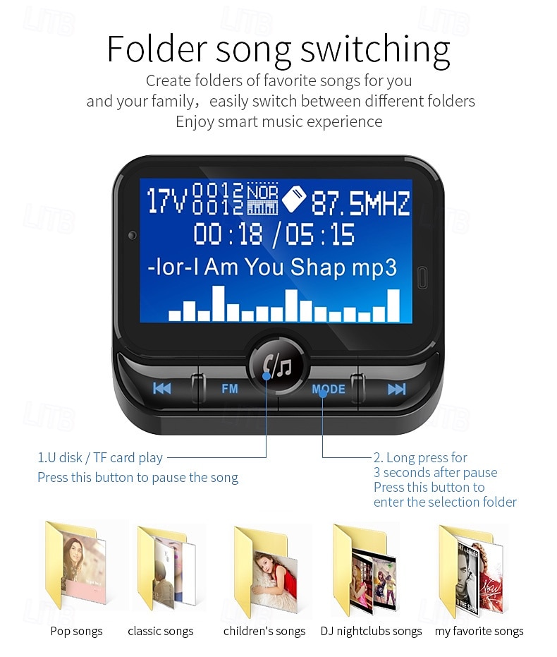 2025年 bc32 車用 FM トランスミッター ブルートゥース MP3 プレーヤー ワイヤレス ハンズフリー 1.8 インチ LCD スクリーン付き 携帯電話充電器用 コレクション – $49.99 –P8