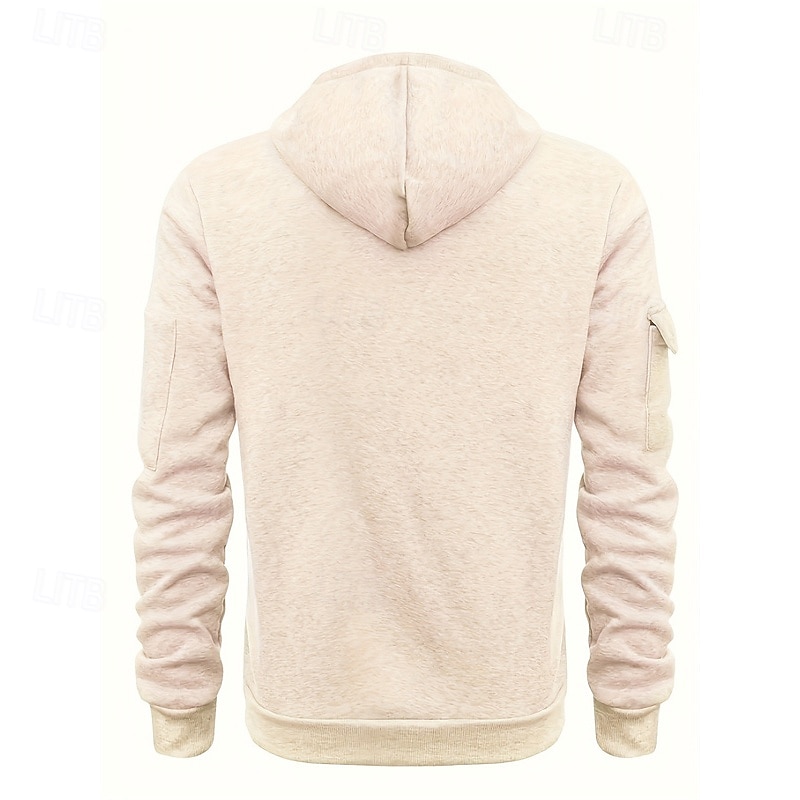 Voor heren Trui met capuchon Hoodie met kwartrits Zwart Wijn Marineblauw blauw Bruin Capuchon Effen Zak Sport & Outdoor Dagelijks Feestdagen Polyester Streetwear Basic Casual Lente & Herfst Kleding 2026 - $31.99 –P10